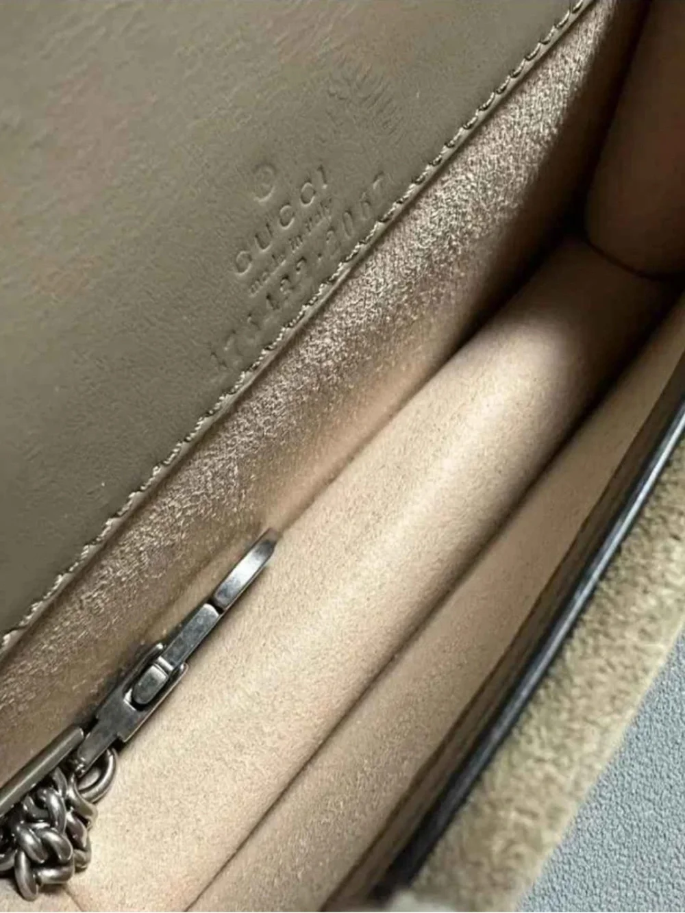 Gucci Beige GG Supreme Dionysus Small Shoulder Bag with Silver-Tone Hardware - Picture 4 of 4